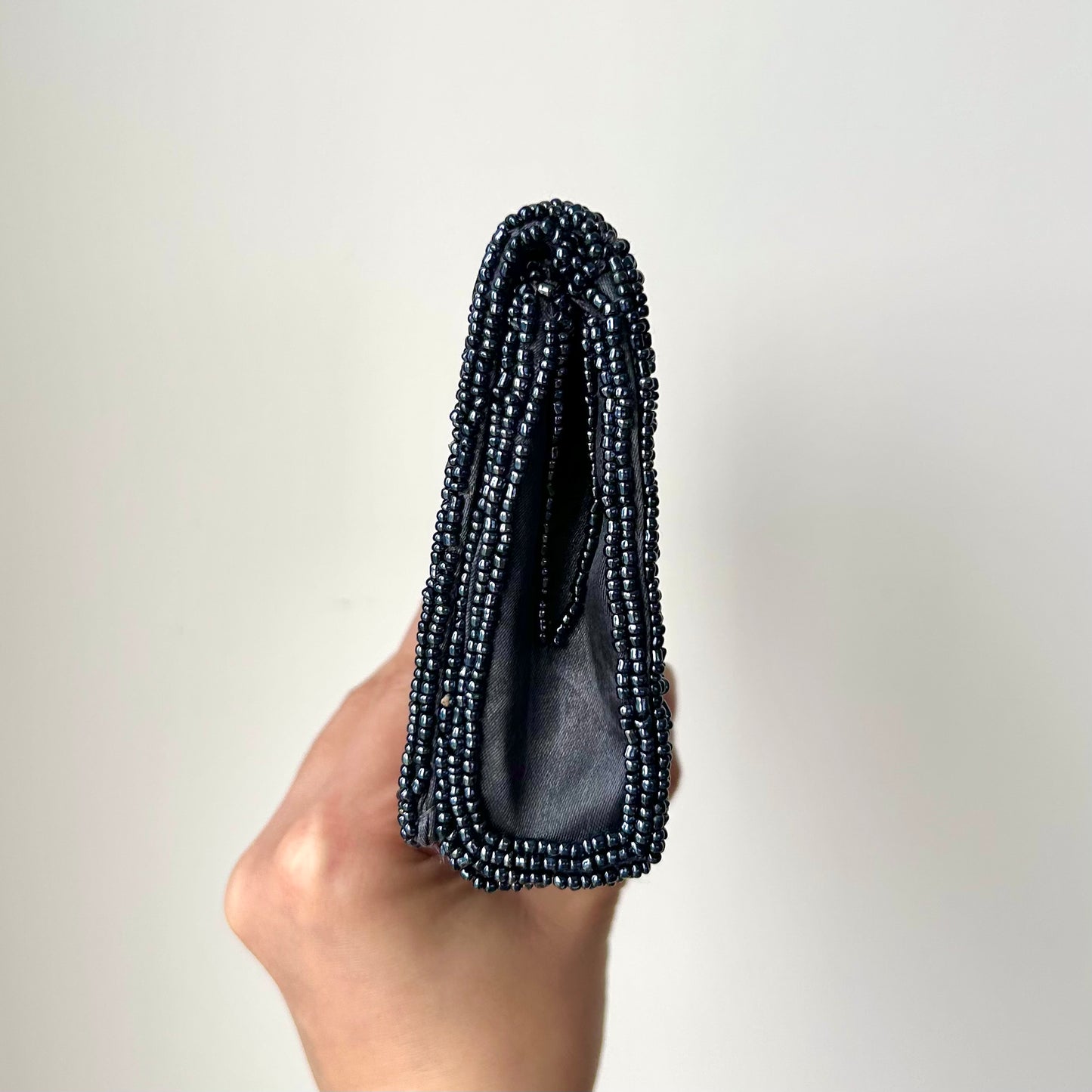 Blue Beaded Clutch Bag with Crossbody Strap