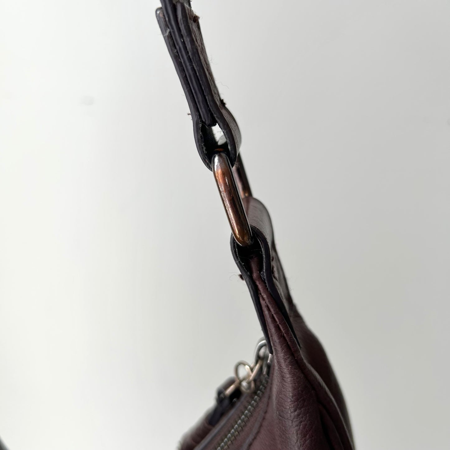 Danier Brown Embroidered Leather Hobo Bag