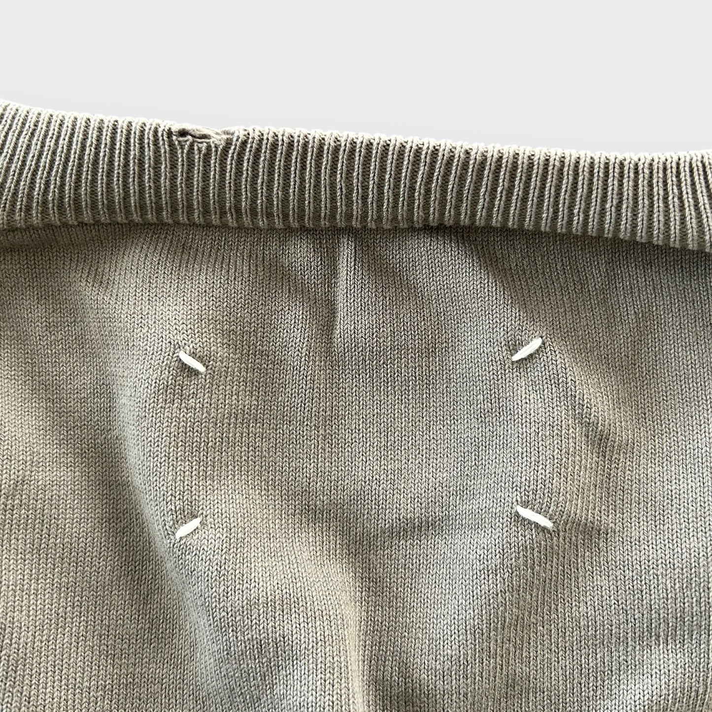 Maison Margiela Men's Collection Beige V-Neck Knit Jumper - Medium