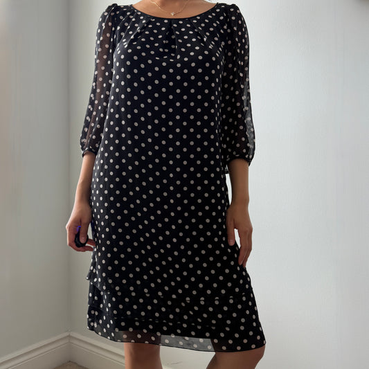 Made in Japan Black and White Polka Dot Dress - Medium