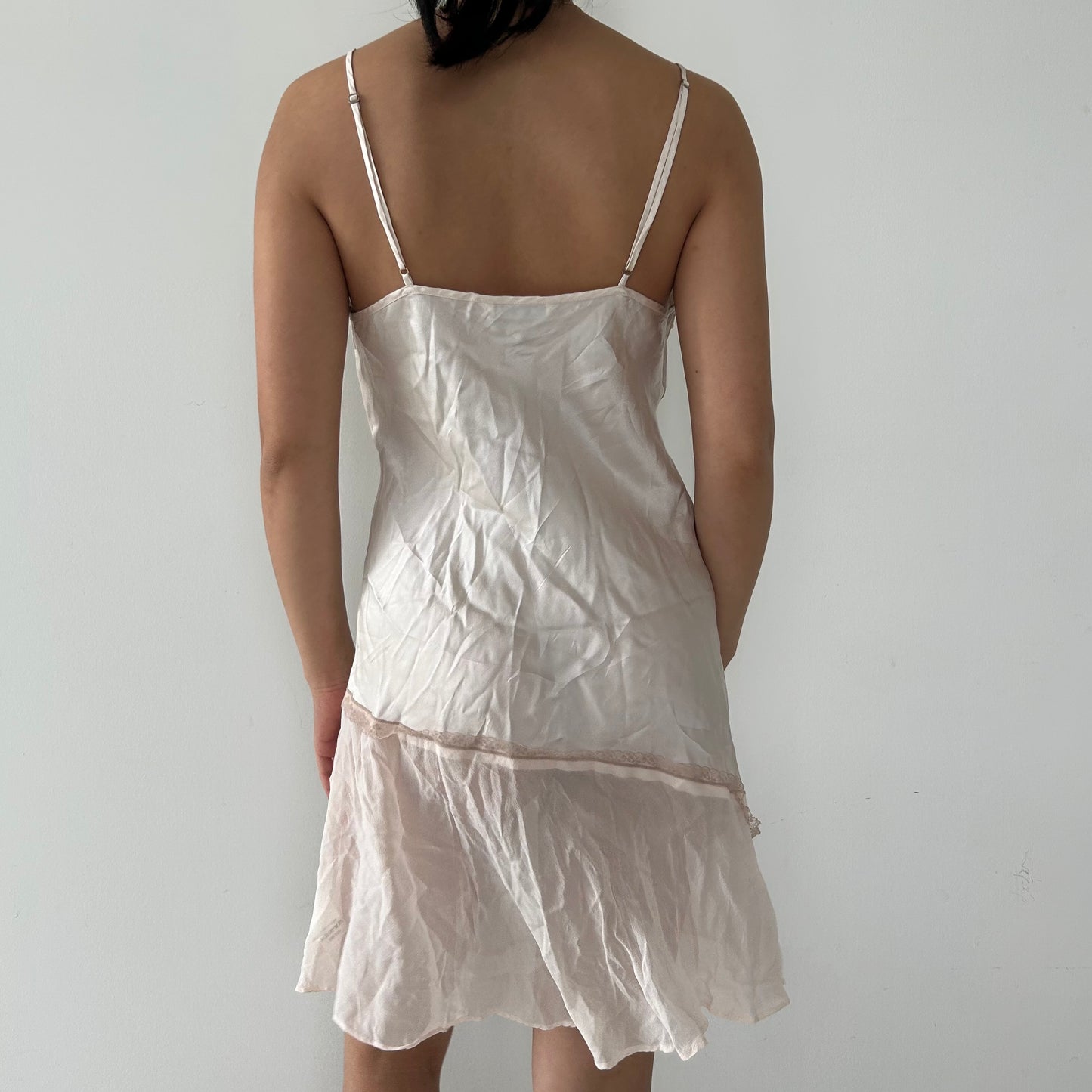 La Senza Lingerie White Lace Trim Silk Short Slip - Medium