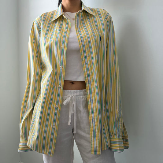 Ralph Lauren Yellow Striped Button-Up - Medium