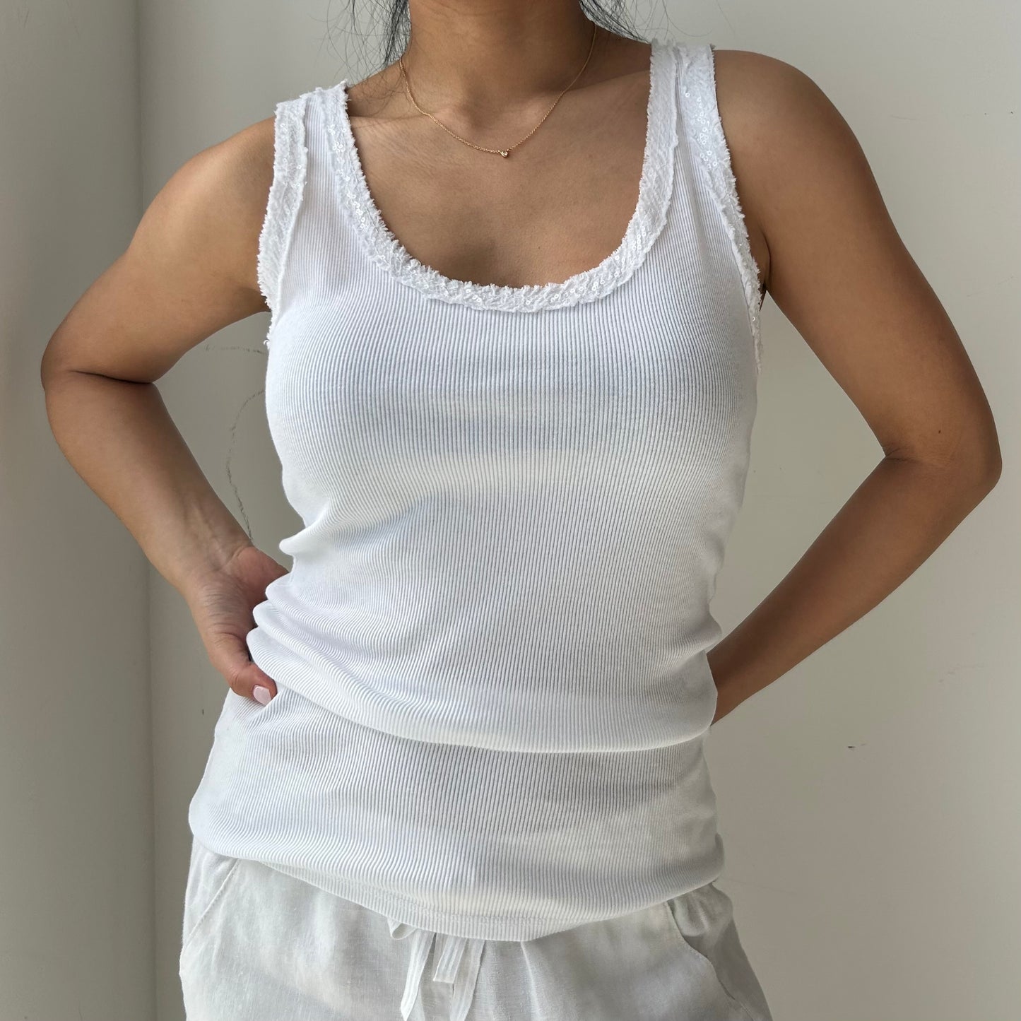 Made in Italy White Racer Back Tank - Medium