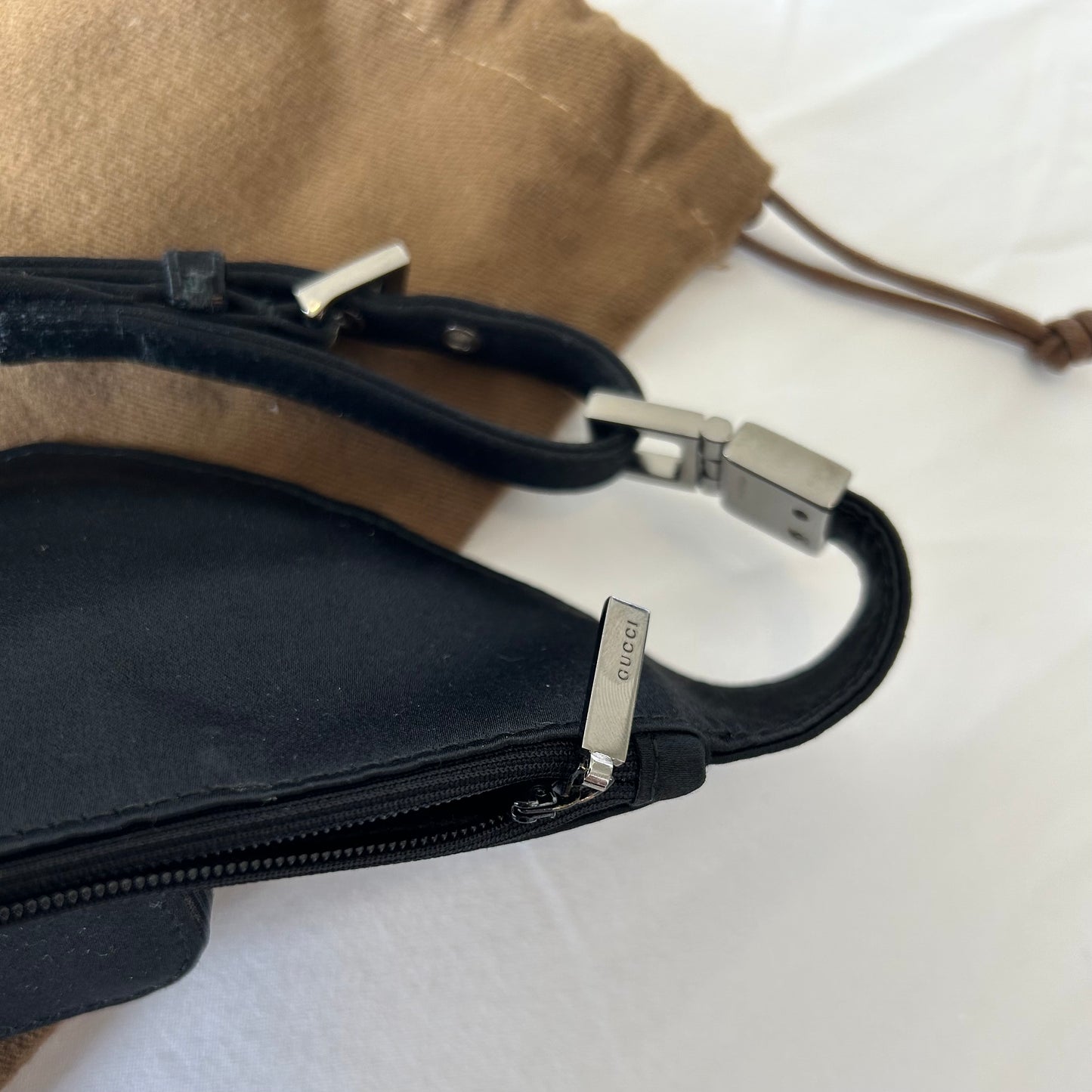 S/S 2001 Gucci by Tom Ford Mini Black Satin Waist Bag