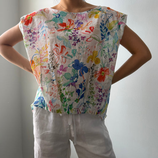 Respighi Femme Made in Japan Floral Print Sleeveless Blouse - Medium
