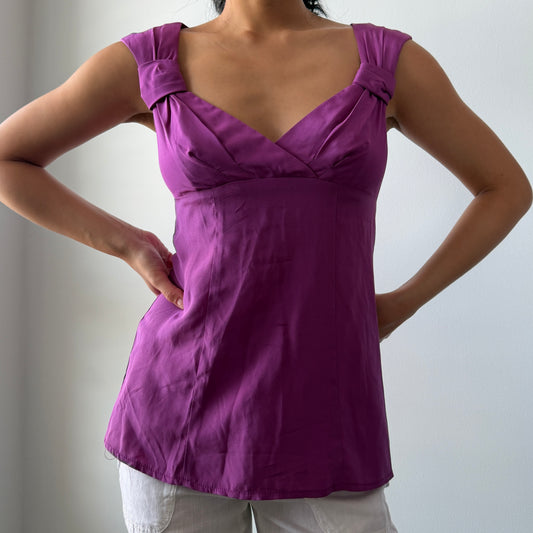 Nanette Lepore Silk Magenta Sleeveless Blouse - X-Small
