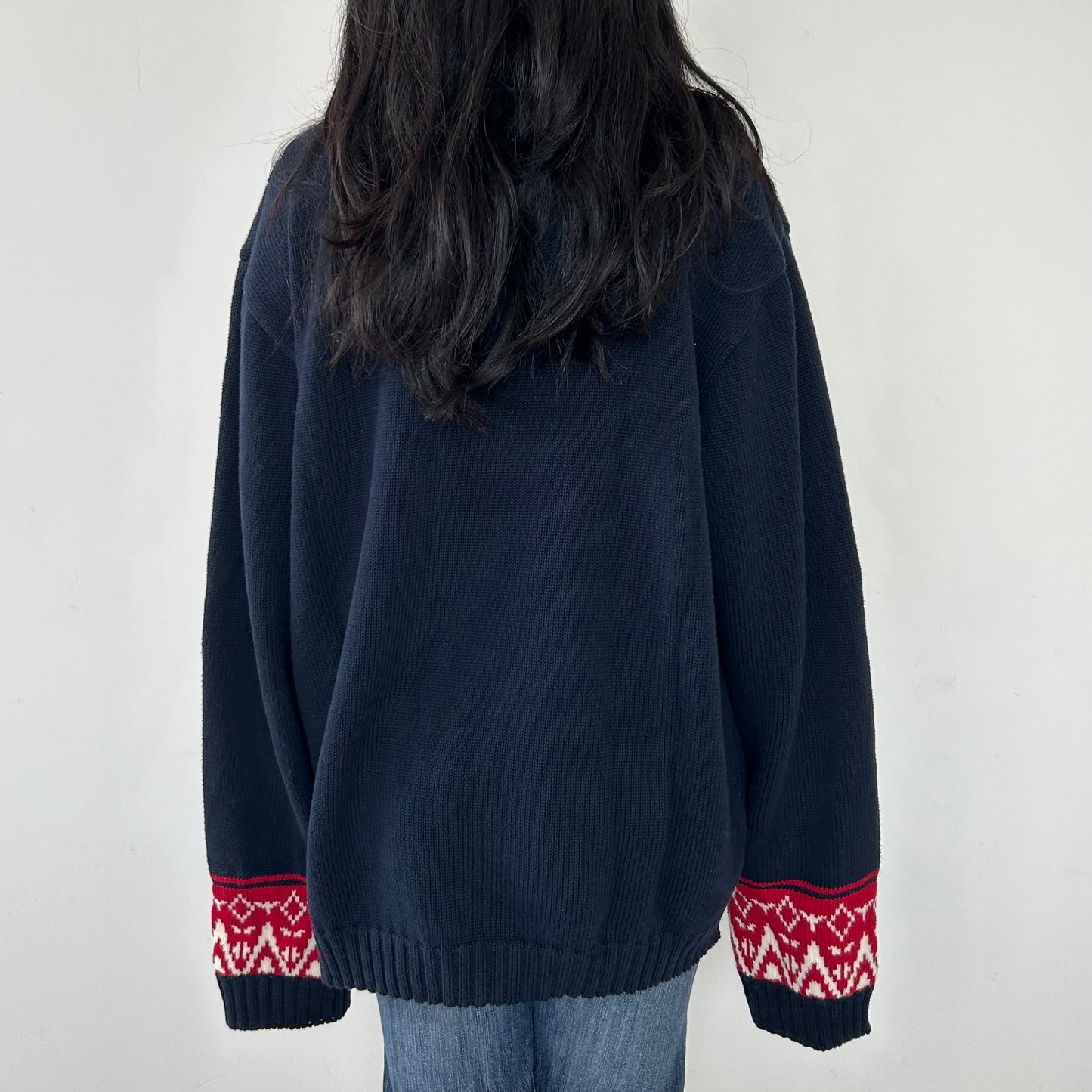 Chaps Navy Nordic Knit Sweater - X-Large