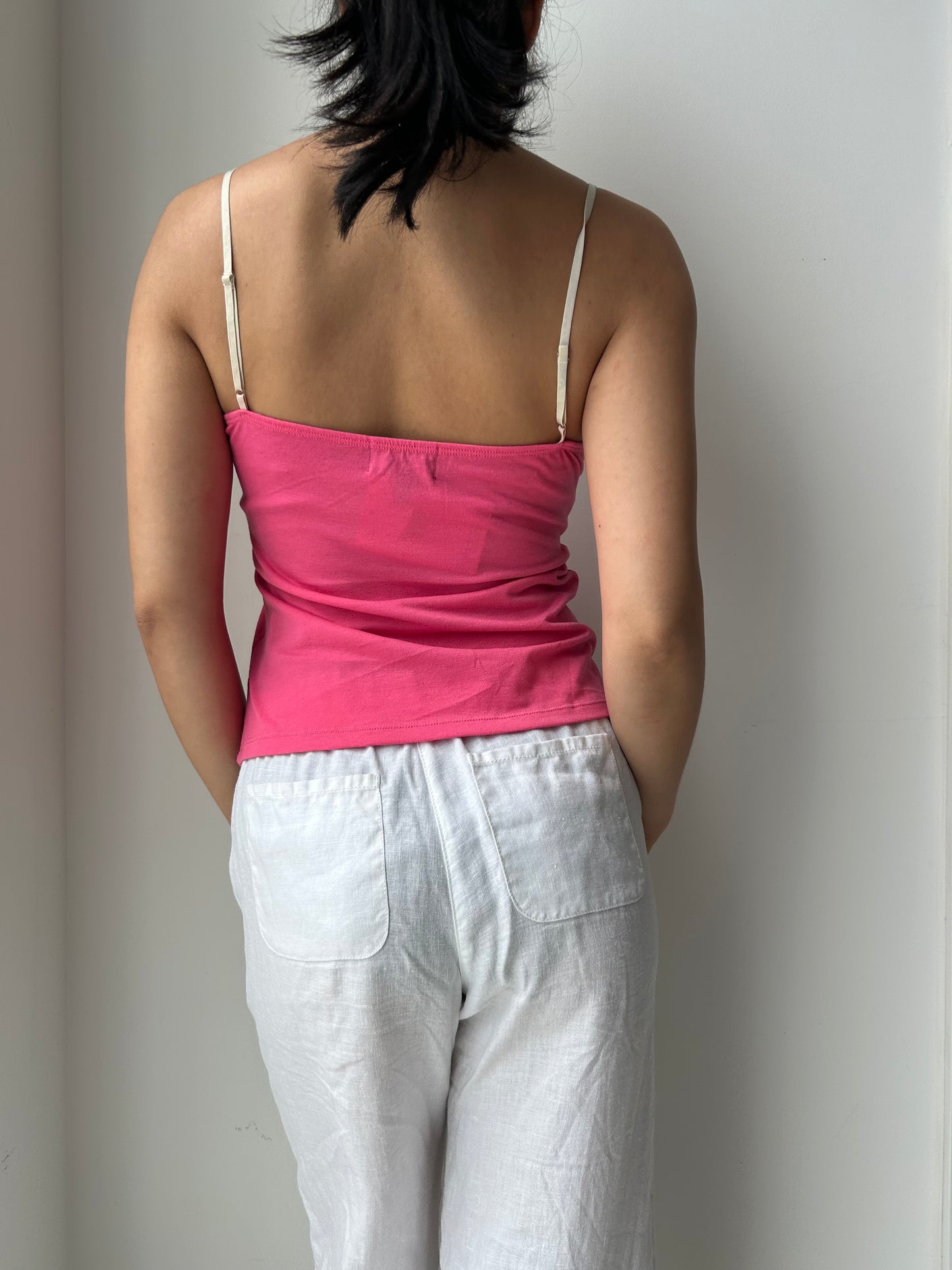 Costa Blanca Hot Pink Lace Trim Cami - Medium