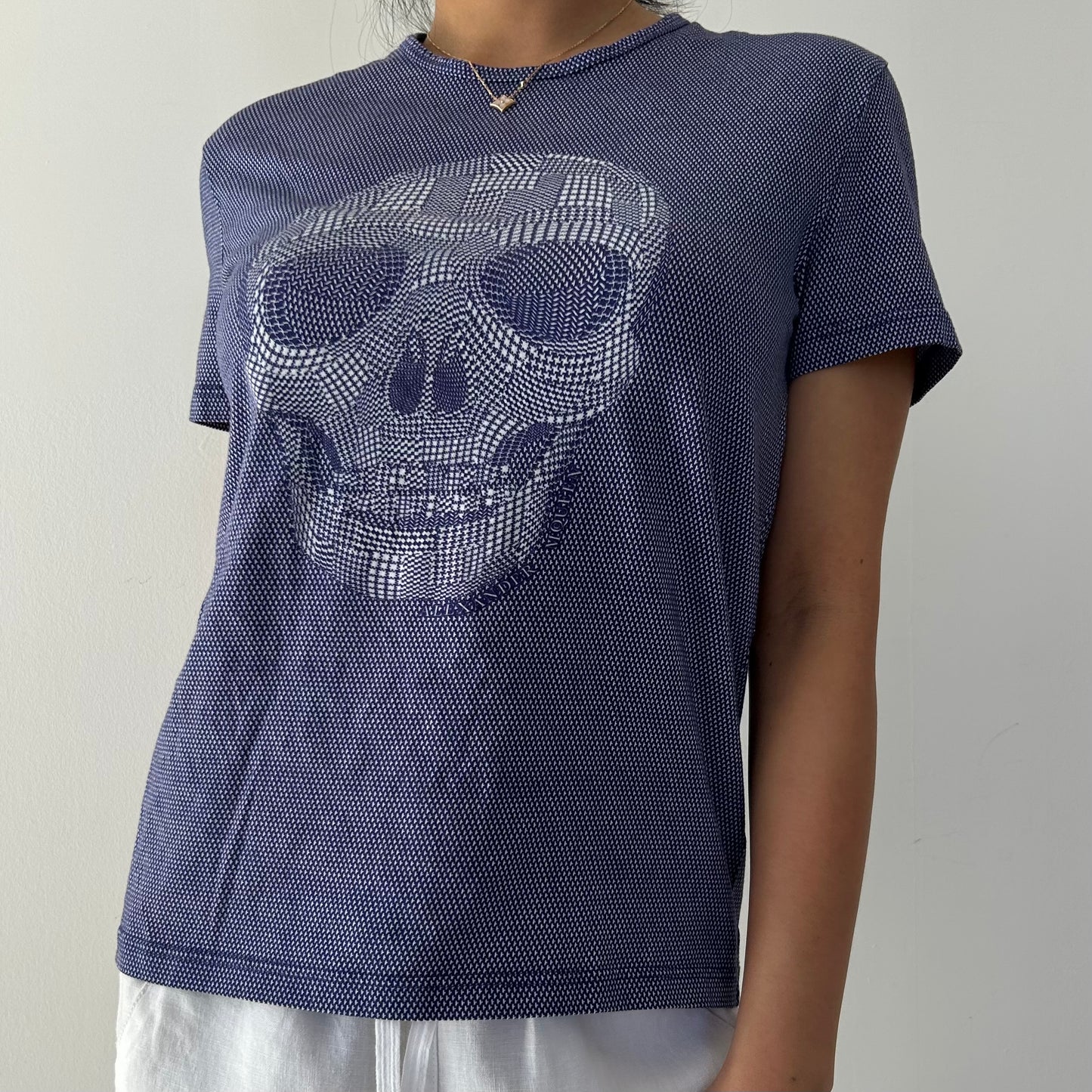 2012 Alexander McQueen Blue Graphic Skull T-Shirt - Small