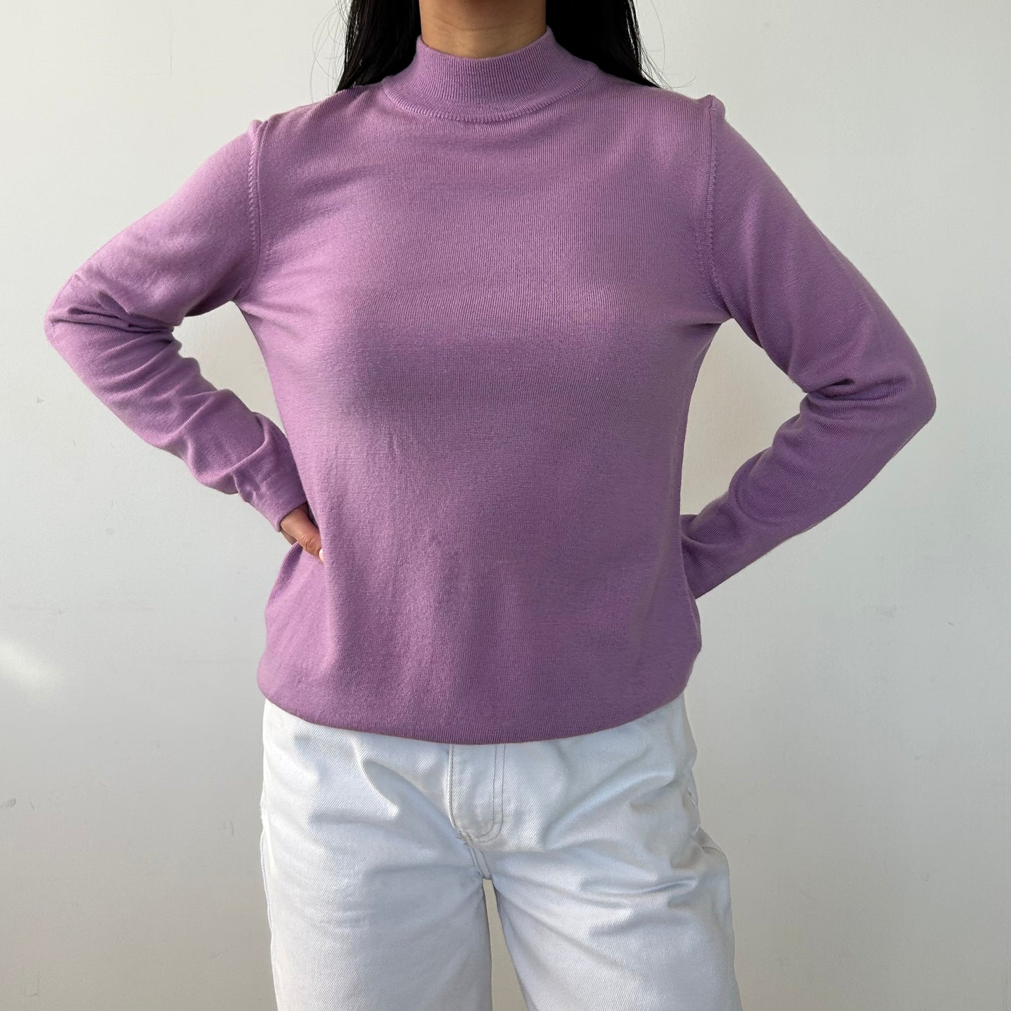 Fabiana Filippi Lilac Mock Neck Wool Knit Jumper - Medium