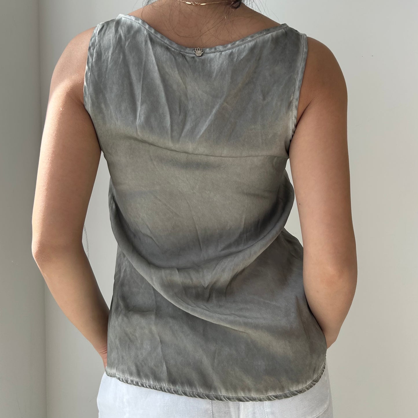 Nile Collection Grey Silk Tank - XX-Small