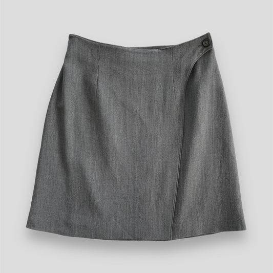 Mexx Women Grey Wool Blend Wrap Mini Skirt - Small