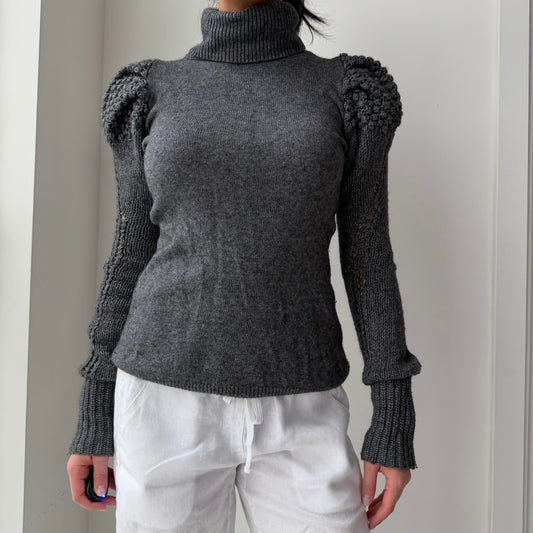 Reiss Grey Wool and Cashmere Turtleneck Jumper - X-Small