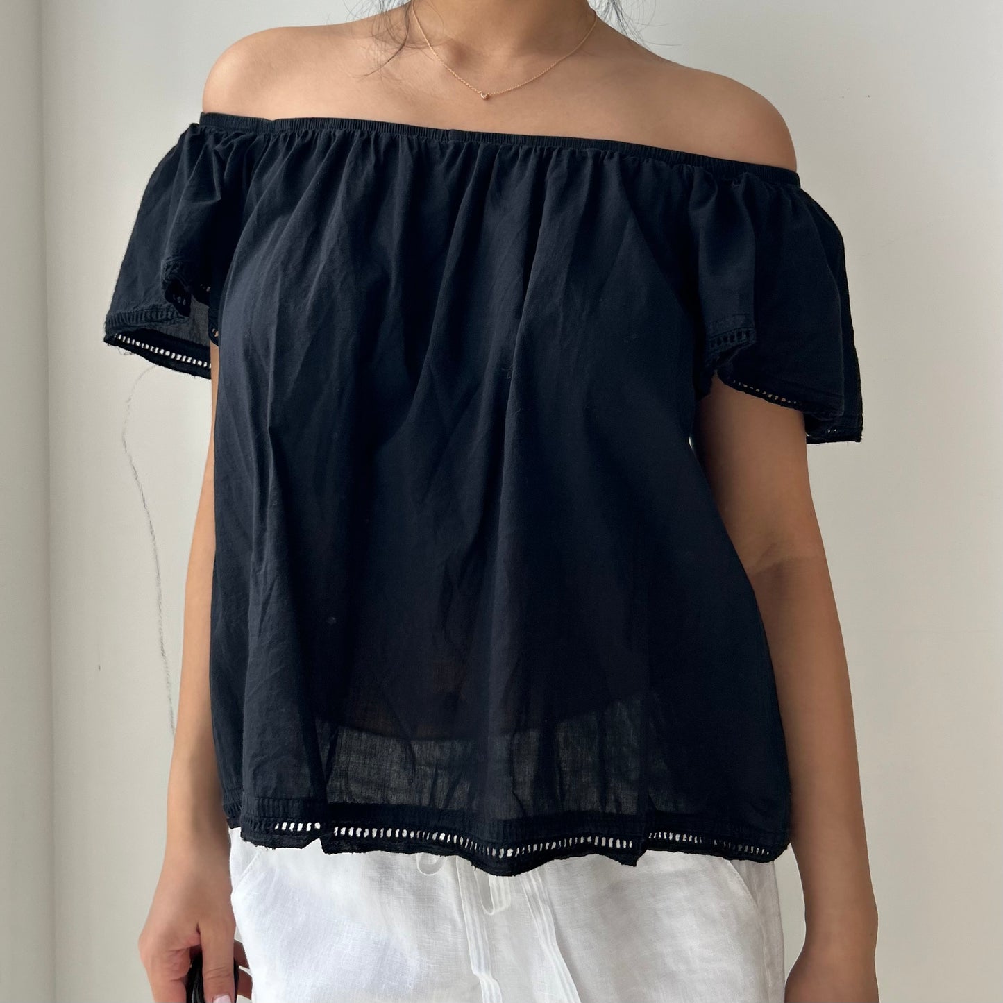 McGuire Black Off Shoulder Top - Medium