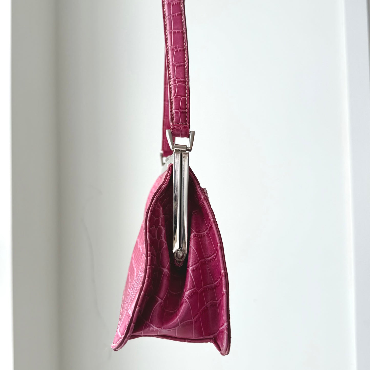 Nine West Pink Croc-Embossed Shoulder Bag