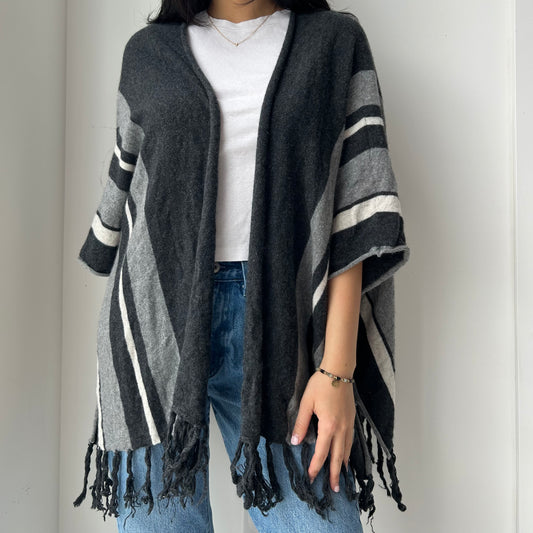 Velvet by Graham and Spencer Grey Cashmere Fringe Cardigan - X-Small/Small