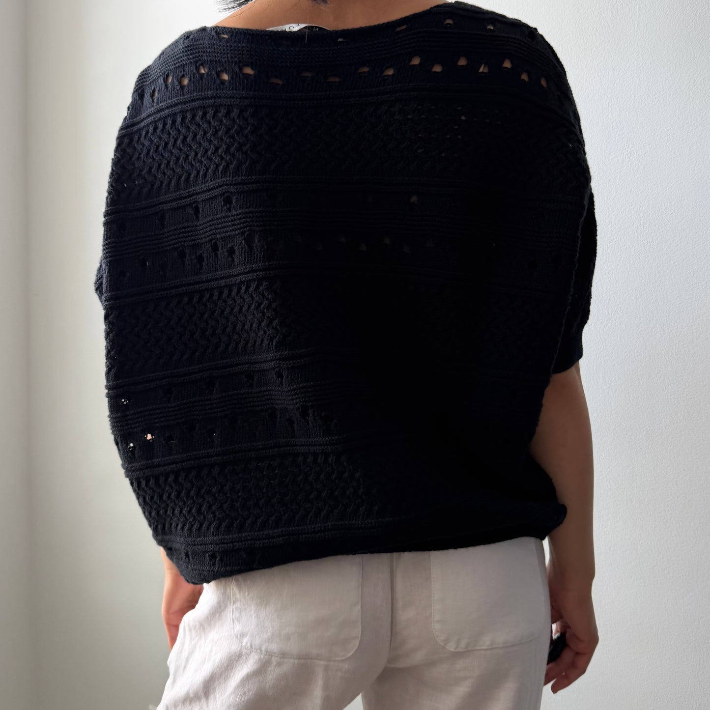 Trina Turk Black Open-Knit Top - Medium
