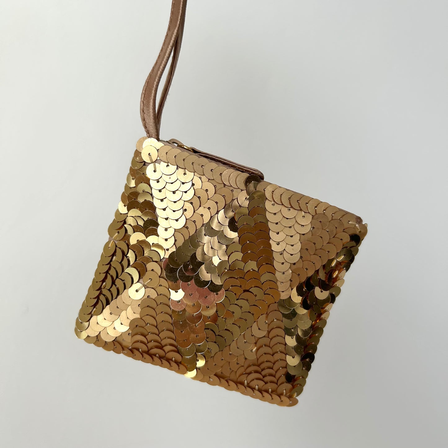 Green and Brown Sequin Top Handle Bag