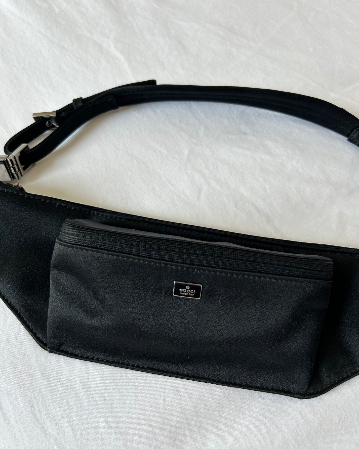 S/S 2001 Gucci by Tom Ford Mini Black Satin Waist Bag