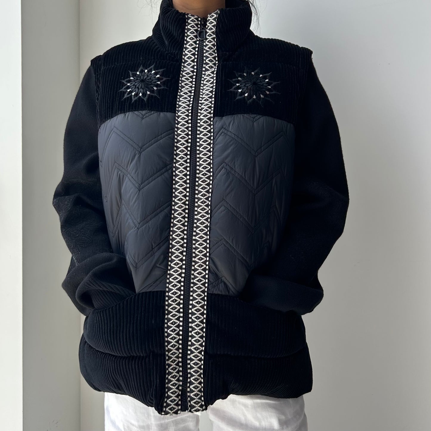 Desigual Black Quilted Convertible Jacket - XX-Large