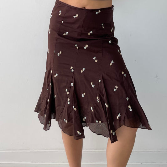 Vintage Made in USA Brown Cotton Skirt - Medium