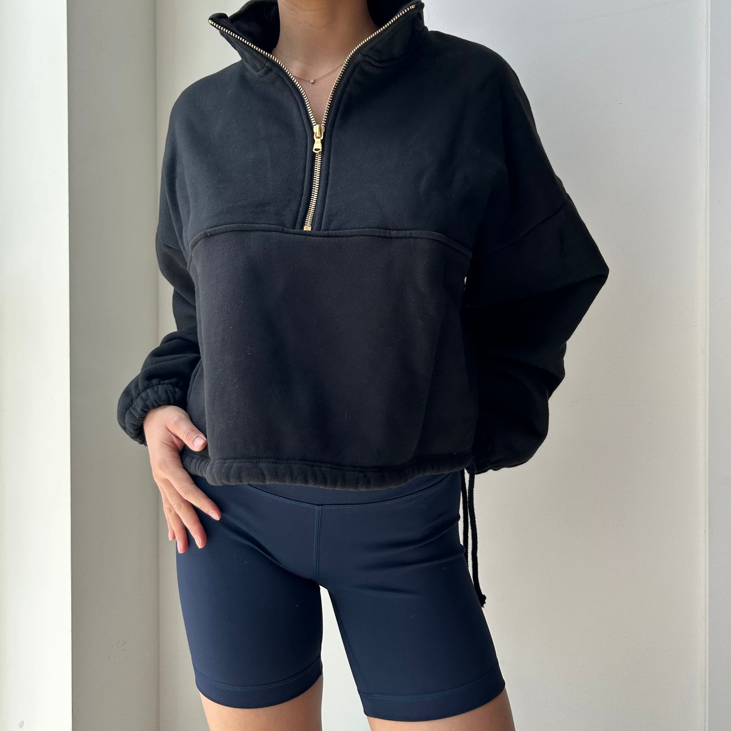Gil Rodriguez Black Half Zip Cropped Sweater - X-Small