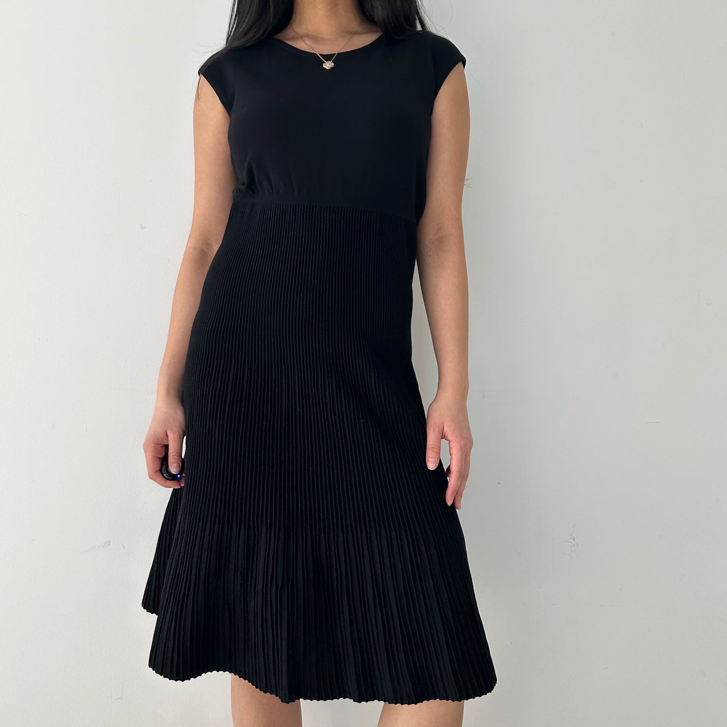 Max Mara Studio Black Pleated Midi Dress - Medium