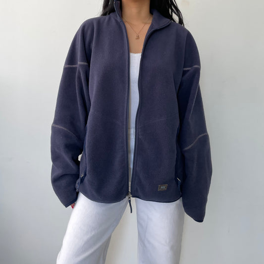 Vintage Helly Hansen Navy Full-Zip Fleece Jacket - Men's Medium