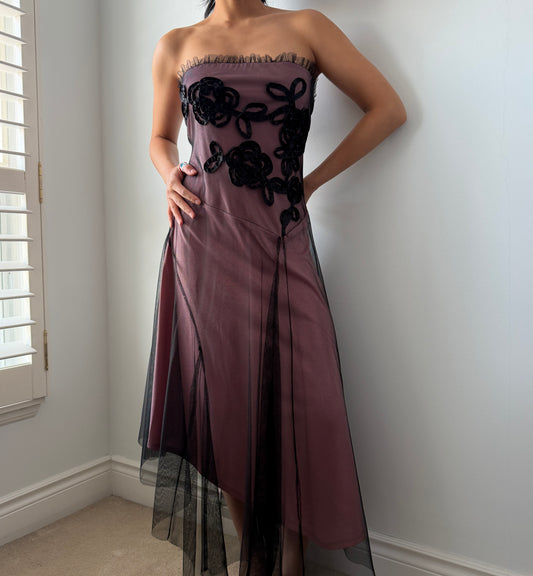 90s Made in Canada Pink Strapless Evening Gown - Medium