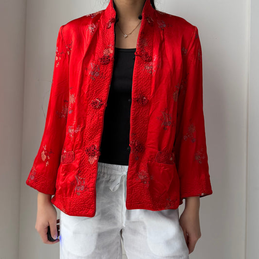 Vintage 1960s Peony Brand Shanghai Reversible Mandarin Jacket - Medium