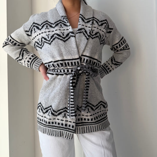 Rachel by Rachel Roy Grey Wool Blend Wrap Cardigan - X-Small