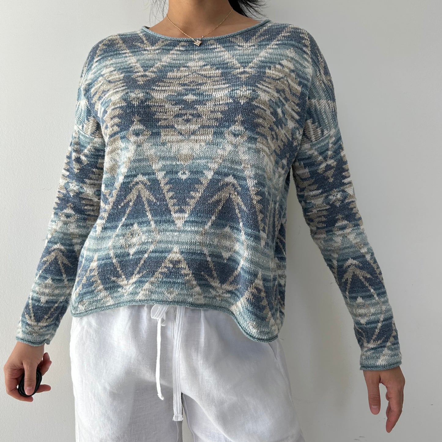 Denim and Supply Ralph Lauren Blue Aztec Print Knit Jumper - Medium
