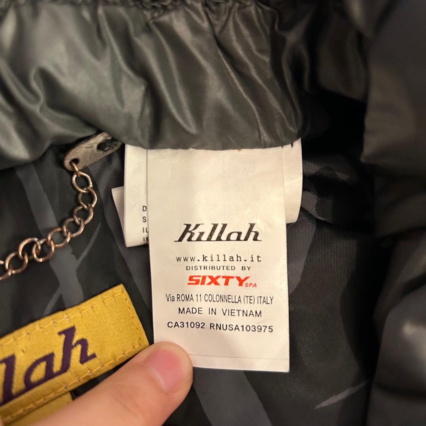 Killah by Miss Sixty Grey Metallic Belted Down Filled Puffer Jacket - Small