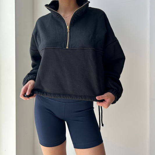 Gil Rodriguez Black Half Zip Cropped Sweater - X-Small