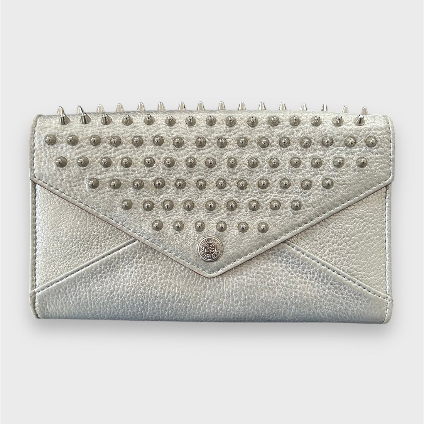 Rebecca Minkoff Silver Studded Envelope Long Wallet with Flap