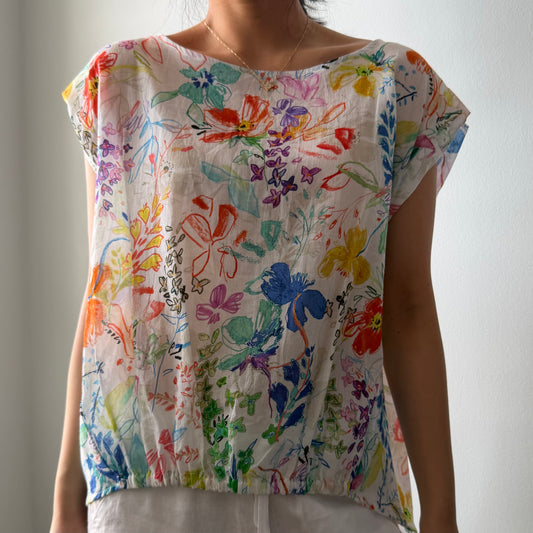 Respighi Femme Made in Japan Floral Print Sleeveless Blouse - Medium