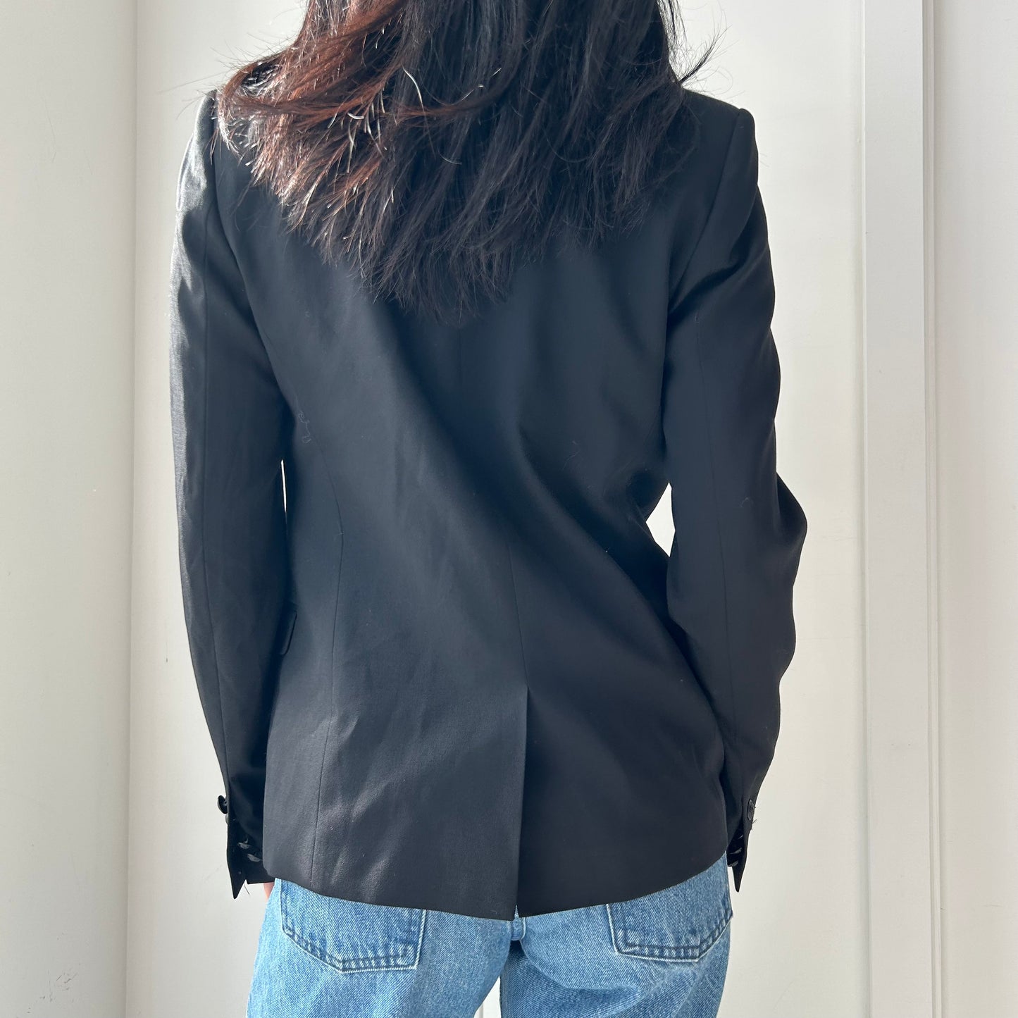 The Kooples Black Chainmail Embellished Wool Lapel Blazer - X-Small