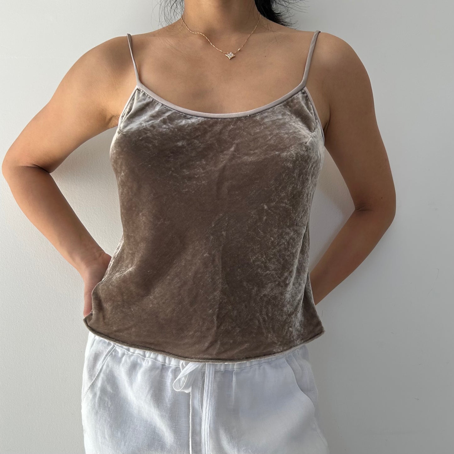 Sunny Choi Taupe Silk Blend Velvet Camisole - X-Small