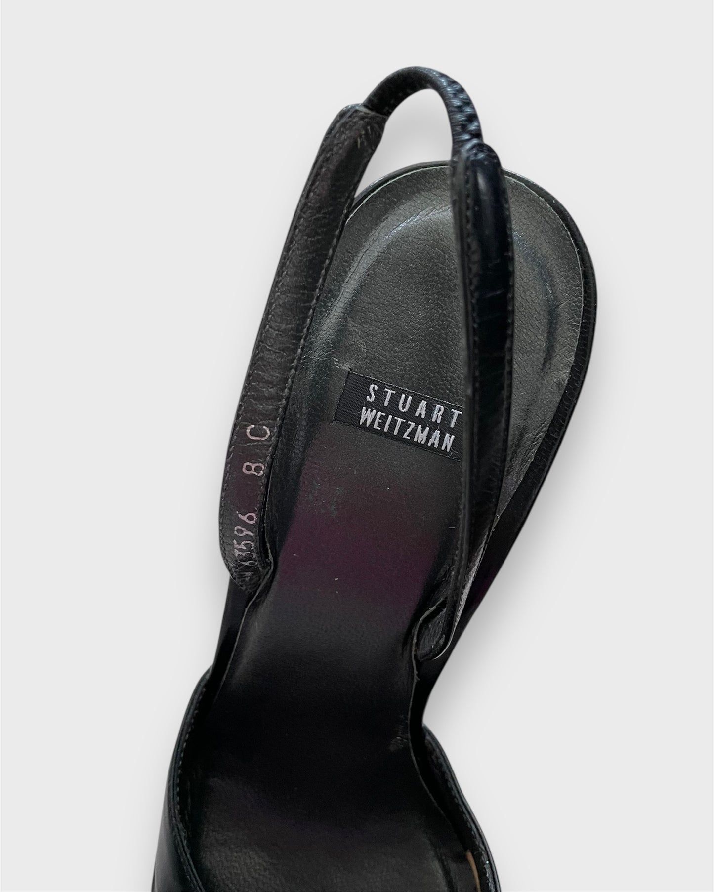 Vintage Stuart Weitzman Black Point Toe Slingback Heels - US 8C