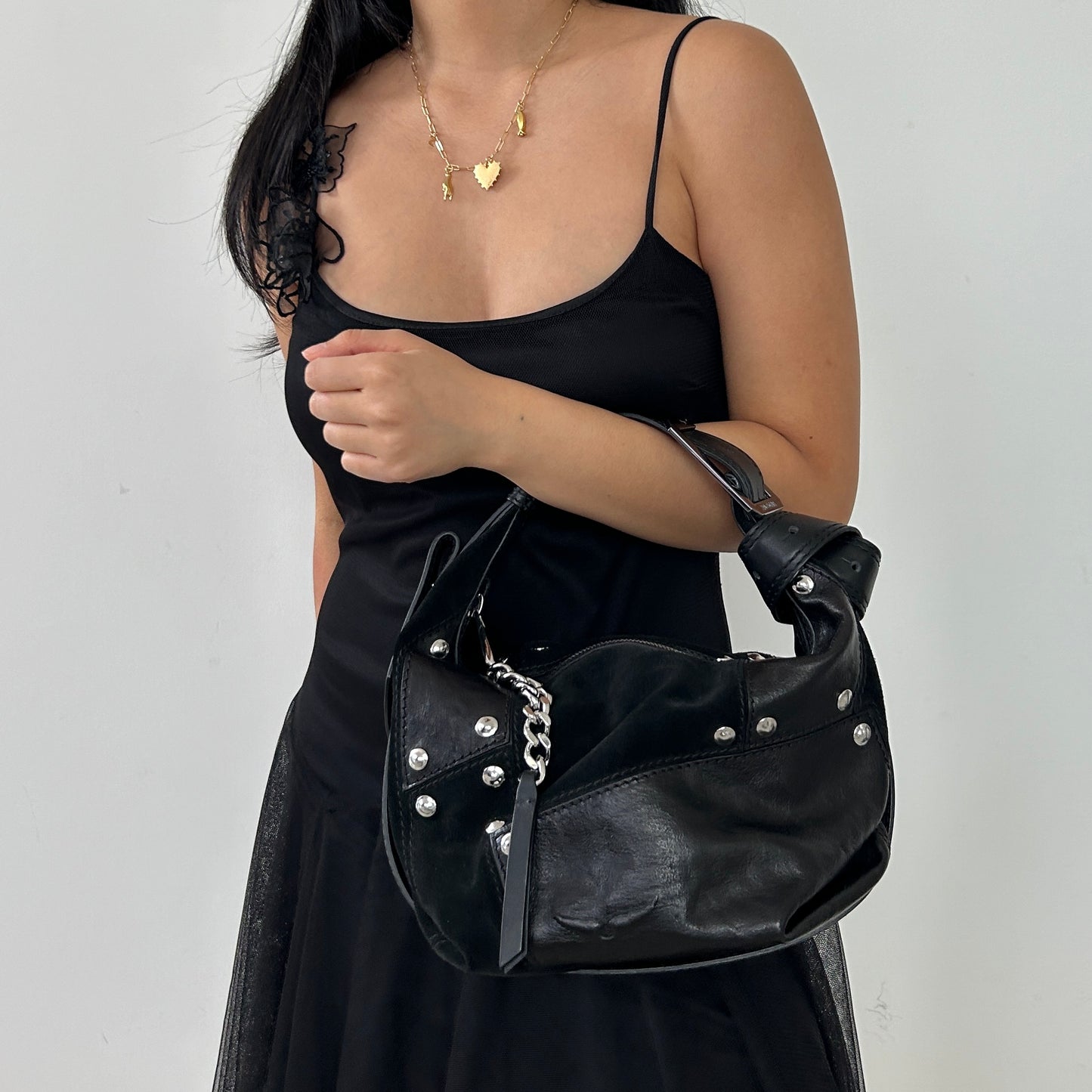 Zadig & Voltaire Black Le Cecilia Patchwork Shoulder Bag