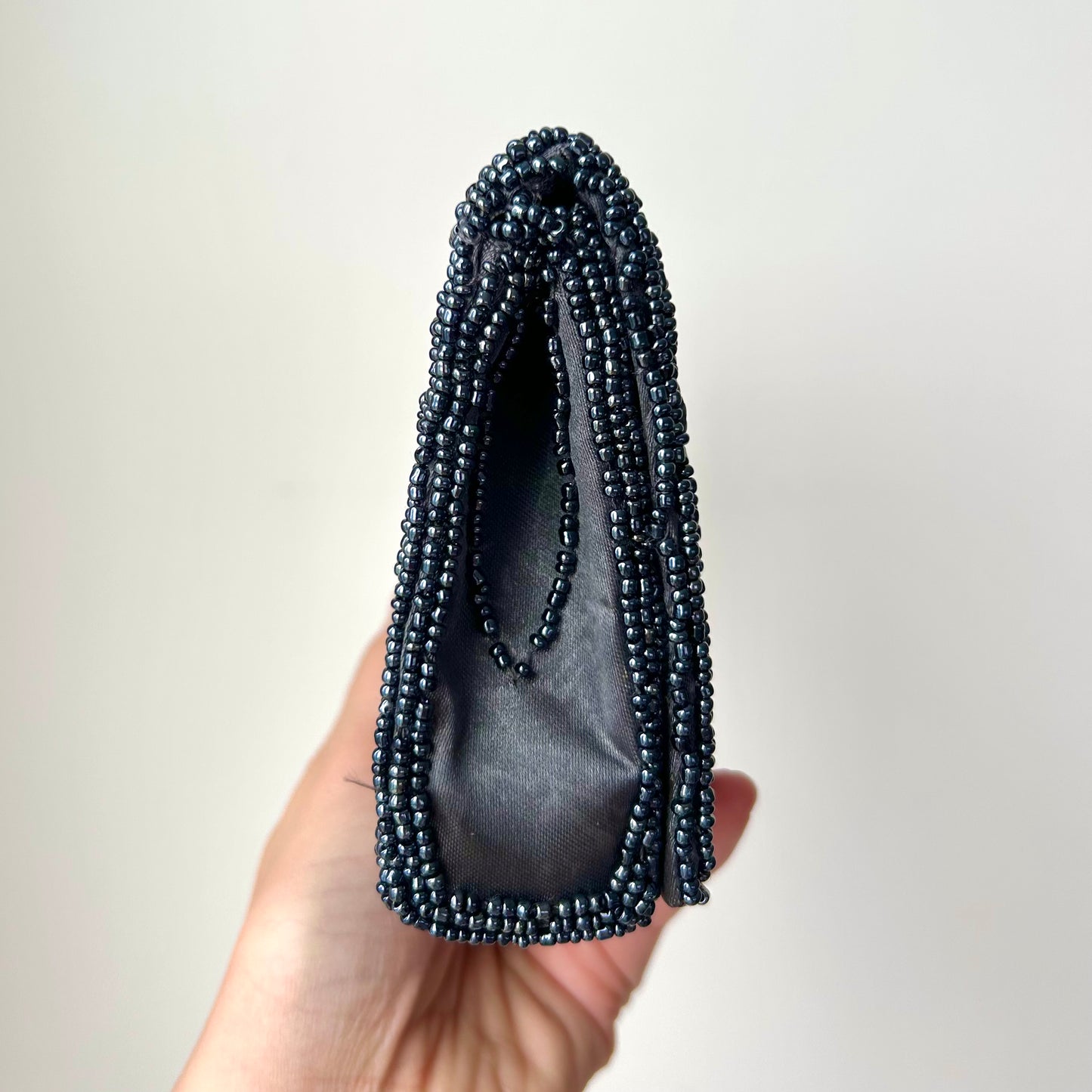 Blue Beaded Clutch Bag with Crossbody Strap