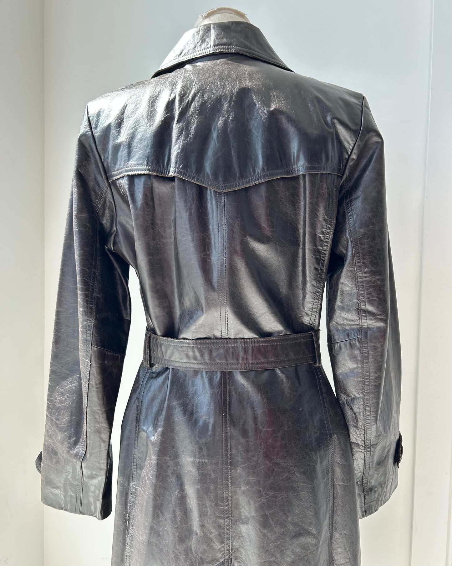 Nine West Brown Leather Trench Coat - Medium
