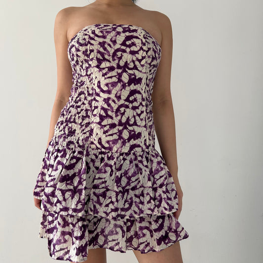 Moda International Purple Tie-Dye Strapless Mini Dress - XX-Small