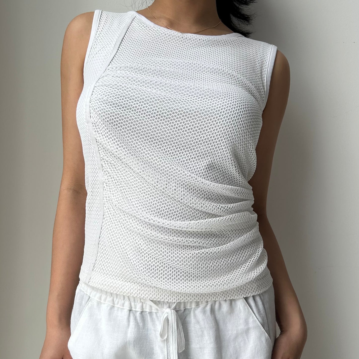 Volcom White Mesh Tank Top - Small