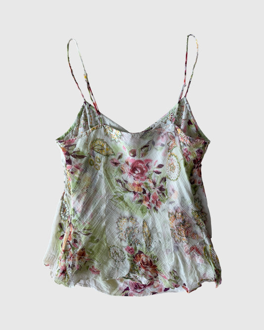 2000s René Derhy Green and Pink Fairy Cami Top - Medium