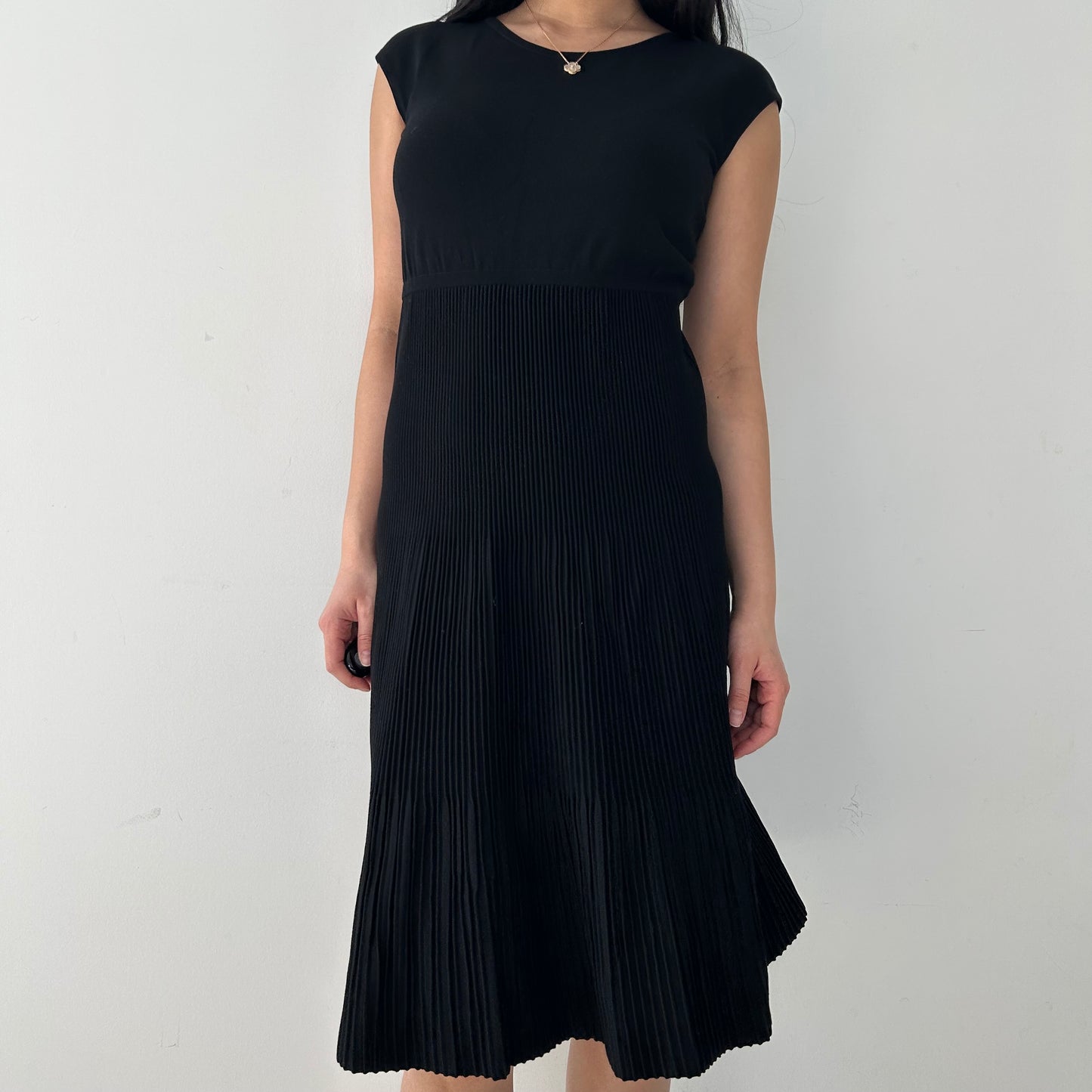 Max Mara Studio Black Pleated Midi Dress - Medium