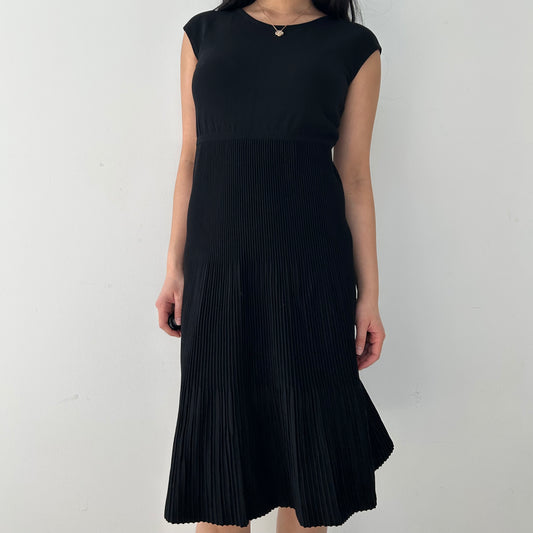Max Mara Studio Black Pleated Midi Dress - Medium