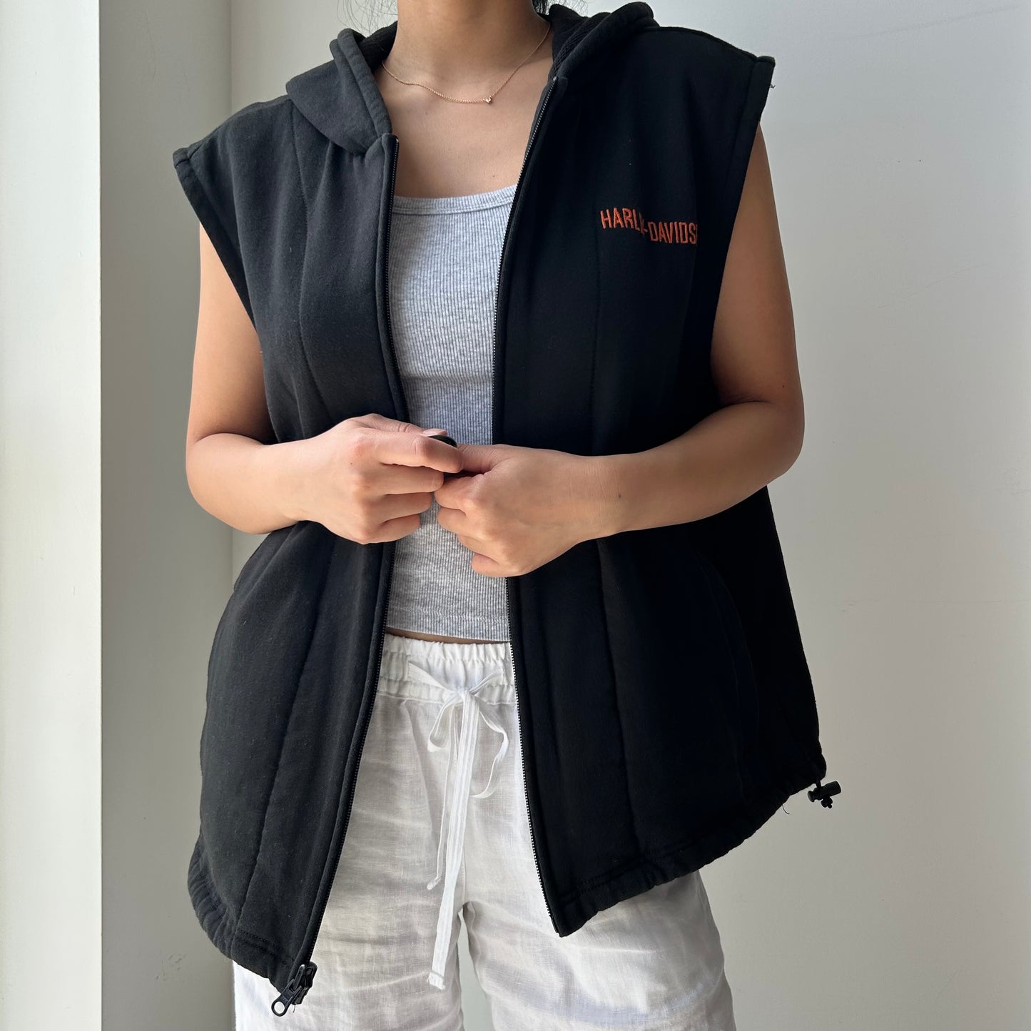 Harley Davidson Black Hooded Vest - Large