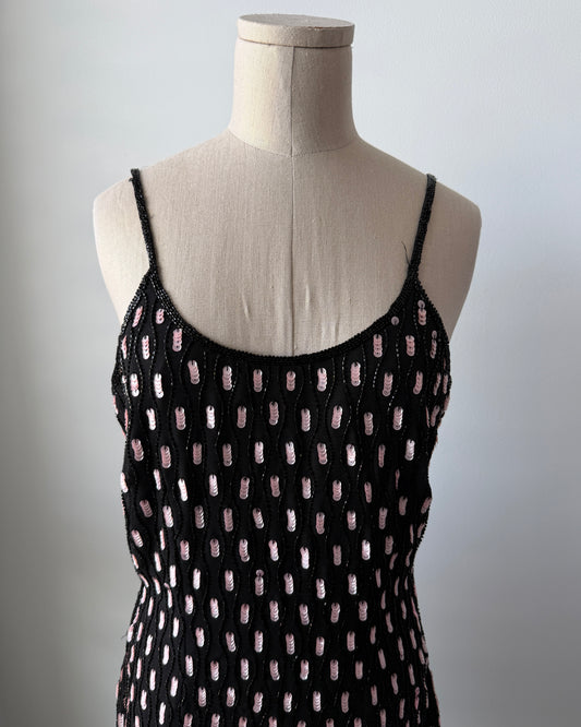 Fairweather Black and Pink Beaded Mini Dress - Medium