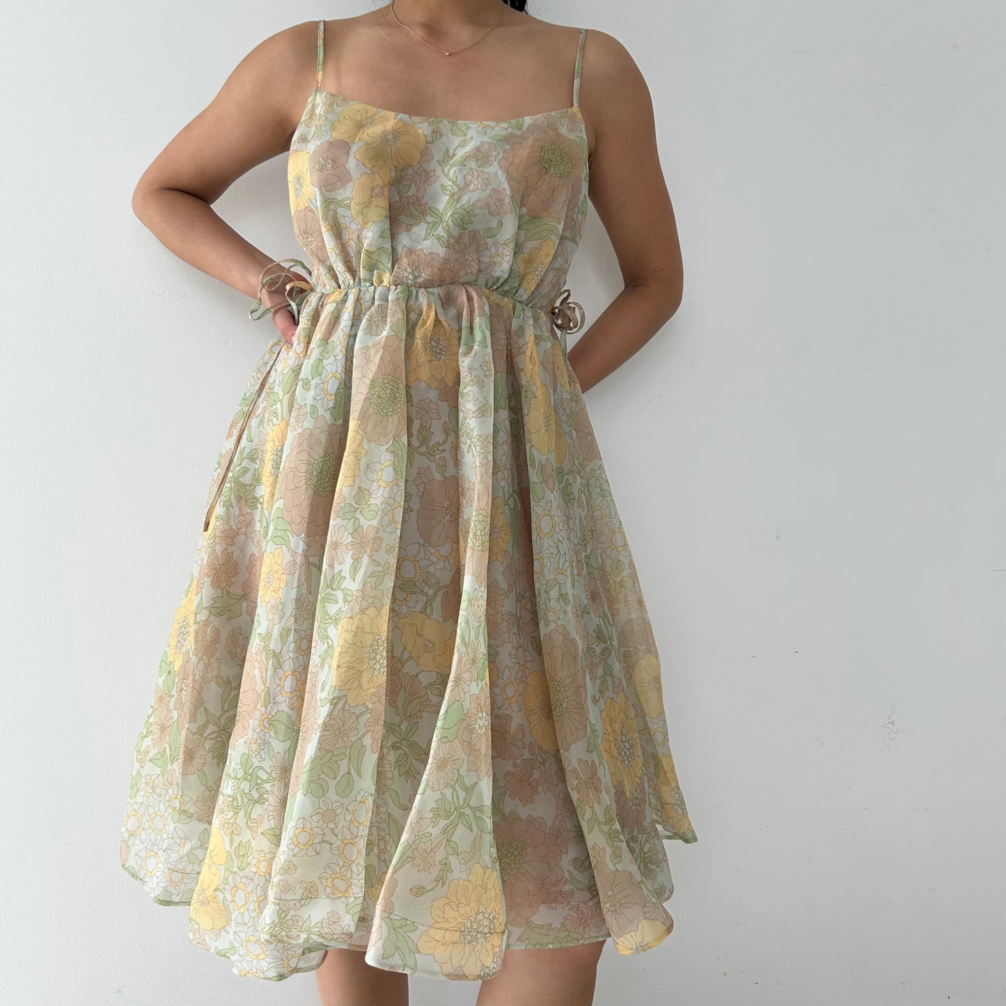 Selkie Green Floral Print Mini Dress - Large